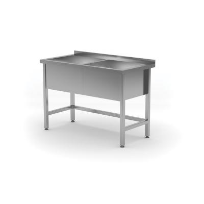 Stůl s dvojitým mycím žlabem, svařovaný, HENDI, Profi Line, 1200x600x(H)850mm | 813485